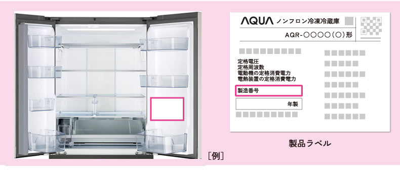 製造ラベルの場所：［例］