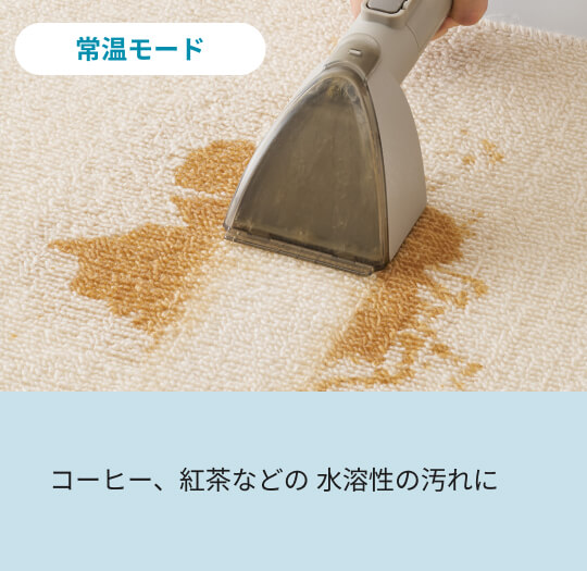 コーヒー、紅茶などの ⽔溶性の汚れに