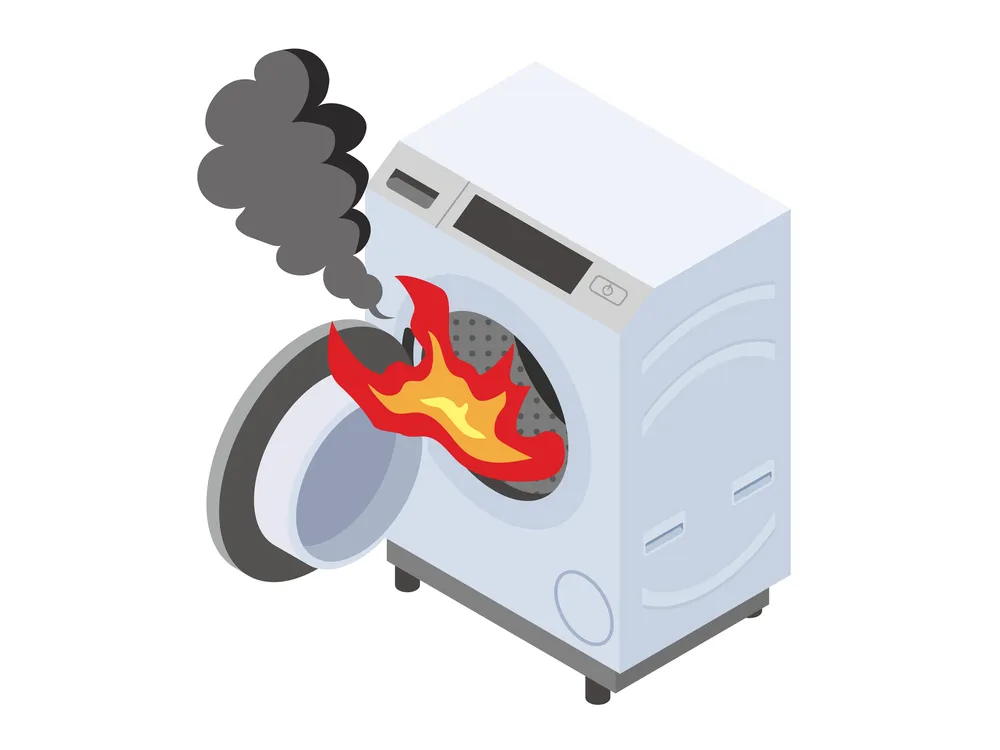 燃えている洗濯機