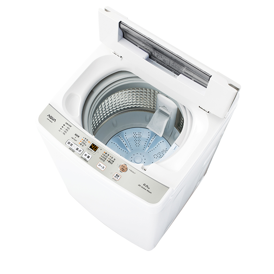 アクア AQW-S6M(W) 全自動洗濯機 (洗濯6.0kg)-